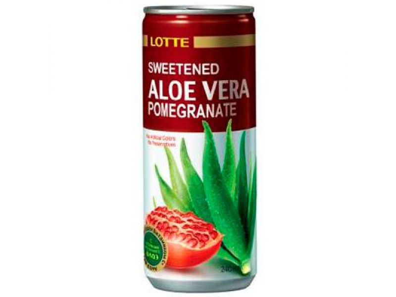 Напиток безалкогольный негазированный  Lotte Aloe Vera (Алоэ Вера), ТМ Лотте, вкус Гранат, 240 мл  (Южная Корея)