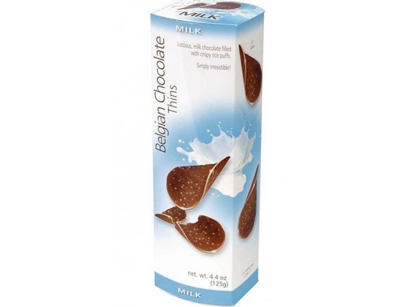 Шоколадные чипсы Belgian Chocolate Thins Milk, 80 гр