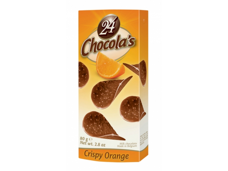 Шоколадные чипсы 24 из молочного шоколада со вкусом апельсина (Бельгия), 80 гр