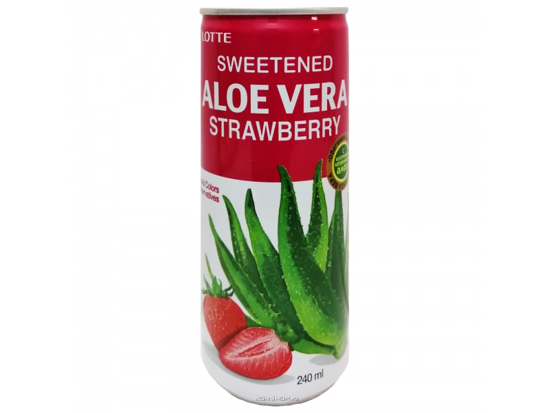 Напиток безалкогольный негазированный Lotte Aloe Vera (Алоэ Вера), вкус клубника (Южная Корея)