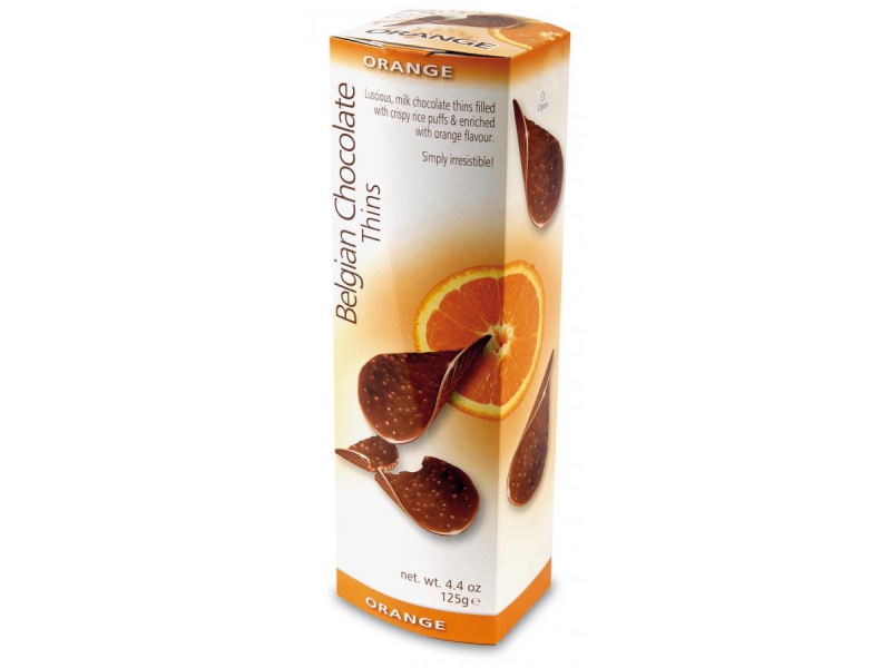 Шоколадные чипсы Belgian Chocolate Thins Orange, 80 гр