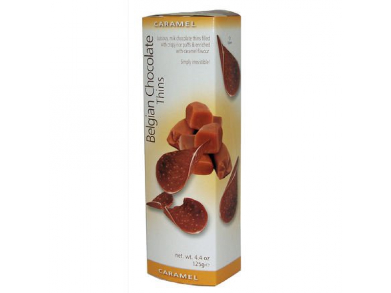 Шоколадные чипсы Belgian Chocolate Thins Caramel, 80 гр