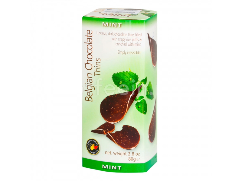 Шоколадные чипсы Belgian Chocolate Thins Mint